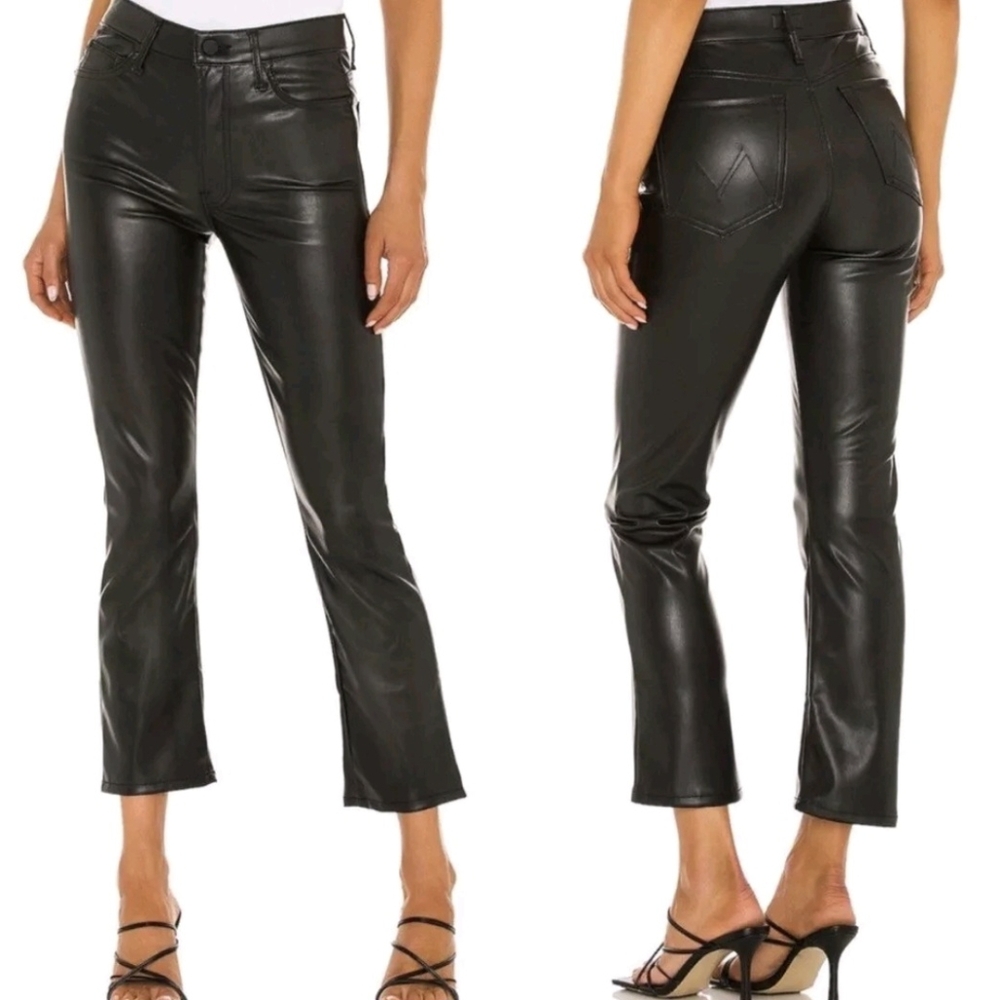 Ladies Mother The Insider Ankle Faux Leather Jeans In Faux Show Black Party 30